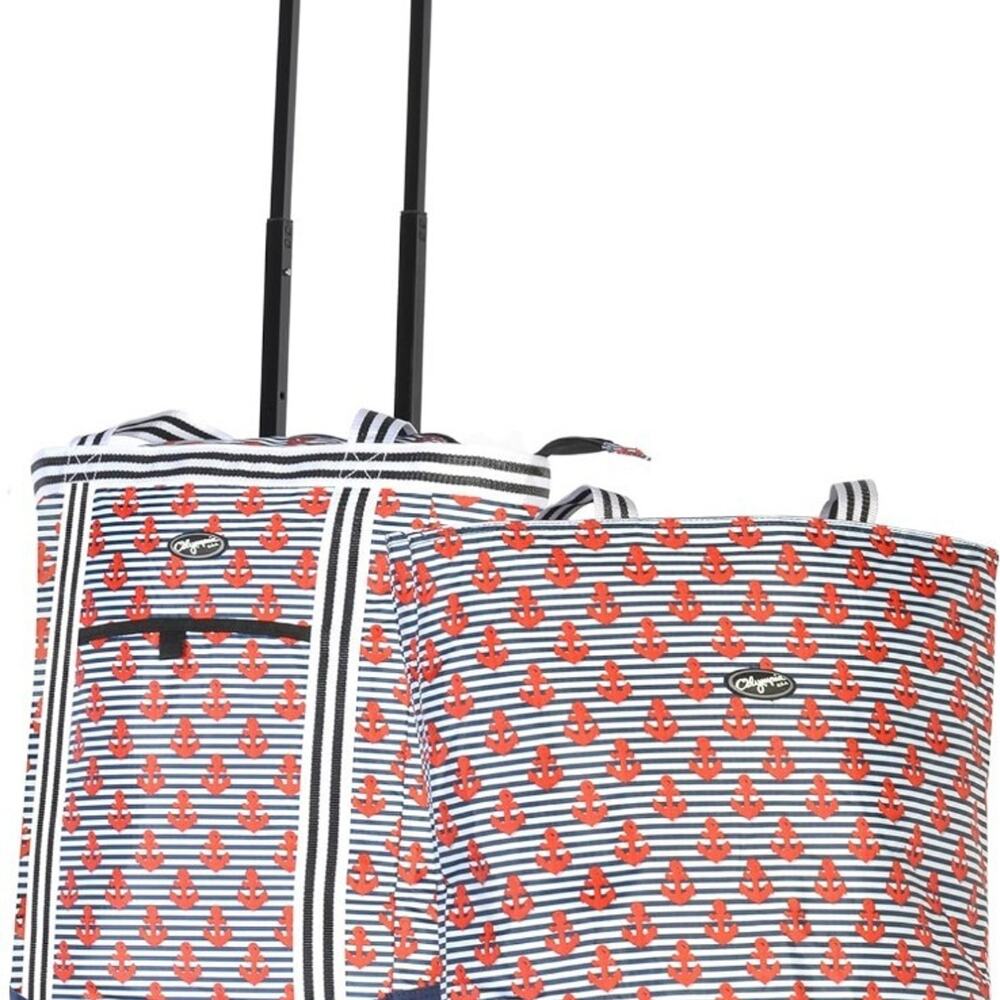 Olympia U.S.A. 2-Piece Rolling Shopper Tote and Cooler Bag, Anchor NWT